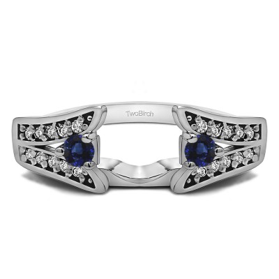 0.29 Ct. Sapphire and Diamond Y Shape Prong in Channel Ring Wrap