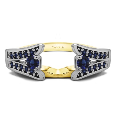 0.29 Ct. Sapphire Y Shape Prong in Channel Ring Wrap in Two Tone Gold