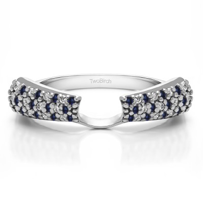 0.29 Ct. Sapphire and Diamond Three Row Pave Set Solitaire Ring Wrap
