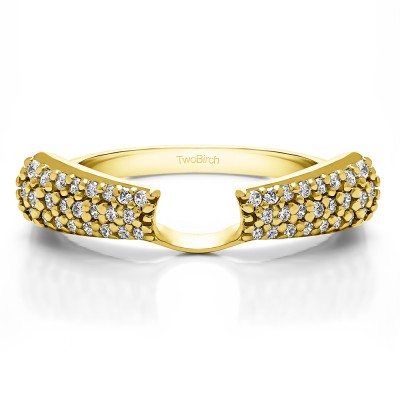 0.29 Ct. Three Row Pave Set Solitaire Ring Wrap in Yellow Gold