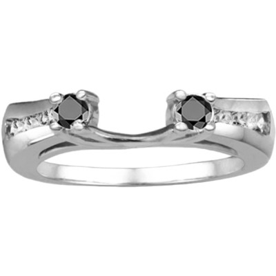 0.25 Ct. Black and White Round Prong and Channel ring wrap