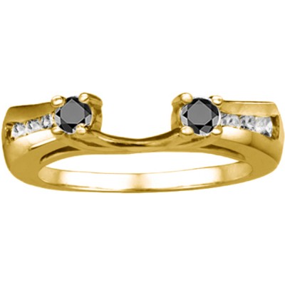 0.25 Ct. Black and White Round Prong and Channel ring wrap in Yellow Gold
