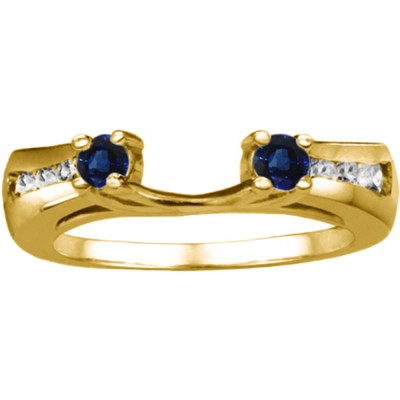 0.18 Ct. Sapphire and Diamond Round Prong and Channel ring wrap in Yellow Gold