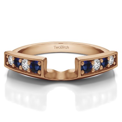 0.25 Ct. Sapphire and Diamond Millgrained Vintage Ring Wrap in Rose Gold