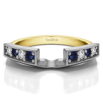 0.25 Ct. Sapphire and Diamond Millgrained Vintage Ring Wrap in Two Tone Gold