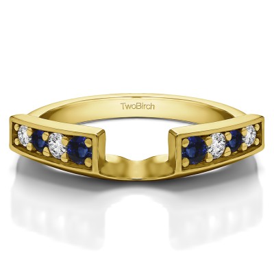 0.25 Ct. Sapphire and Diamond Millgrained Vintage Ring Wrap in Yellow Gold