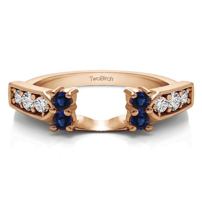 0.33 Ct. Sapphire and Diamond Millgrained Prong and Channel Ring Wrap in Rose Gold