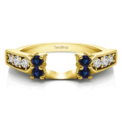 0.33 Ct. Sapphire and Diamond Millgrained Prong and Channel Ring Wrap in Yellow Gold