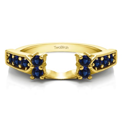 0.33 Ct. Sapphire Millgrained Prong and Channel Ring Wrap in Yellow Gold