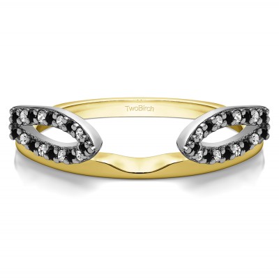 0.25 Ct. Black and White Infinity Loop Cathedral Ring Wrap in Two Tone Gold