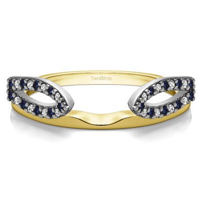 0.25 Ct. Sapphire and Diamond Infinity Loop Cathedral Ring Wrap in Two Tone Gold