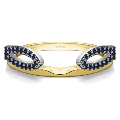 0.25 Ct. Sapphire Infinity Loop Cathedral Ring Wrap in Two Tone Gold