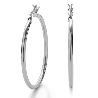 Sterling Silver Round Hoop Earrings (30 MM)