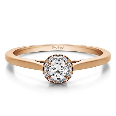 0.32 Ct. Round Solitaire with Halo in Rose Gold