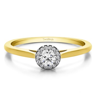 0.32 Ct. Round Solitaire with Halo in Two Tone Gold