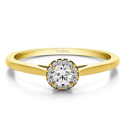 0.32 Ct. Round Solitaire with Halo in Yellow Gold