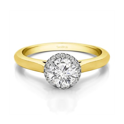 0.75 Ct. Round Solitaire with Halo in Two Tone Gold