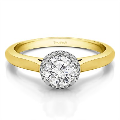 1 Ct. Round Solitaire with Halo in Two Tone Gold