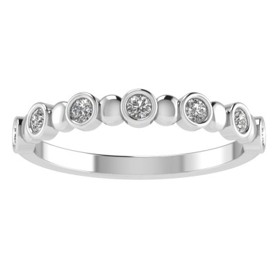 Alternating CZ Bead CZ Stackable Ring in Sterling Silver and CZ (SIZE 13)