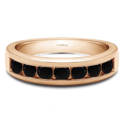 0.5 Carat Black Seven Stone Channel Set Wedding Ring in Rose Gold