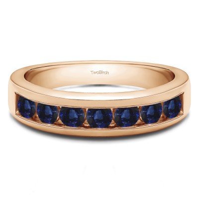 0.5 Carat Sapphire Seven Stone Channel Set Wedding Ring in Rose Gold