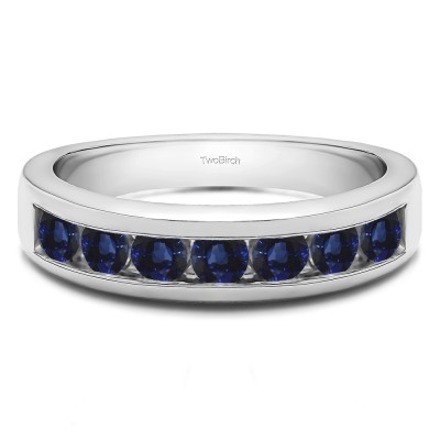 0.98 Carat Sapphire Seven Stone Channel Set Wedding Ring