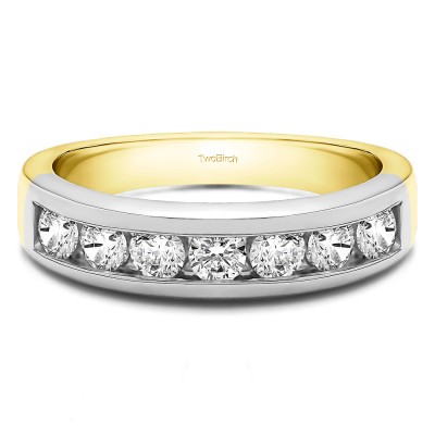 0.7 Carat Seven Stone Channel Set Wedding Ring in Two Tone Gold
