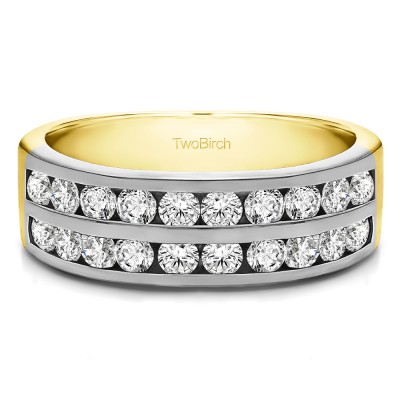 0.5 Carat Double Row Channel Set Anniversary Band in Two Tone Gold