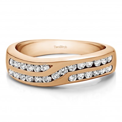 0.99 Carat Double Row Twisted Channel Set Wedding Band  in Rose Gold