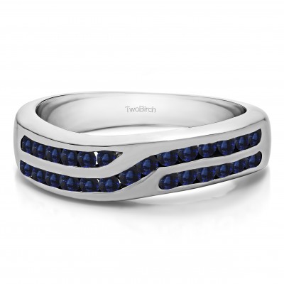 0.52 Carat Sapphire Double Row Twisted Channel Set Wedding Band