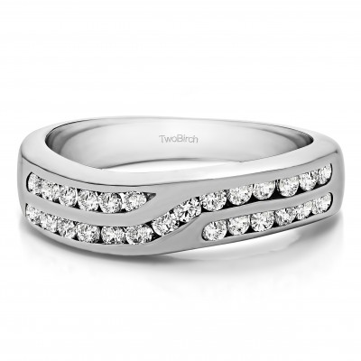 0.99 Carat Double Row Twisted Channel Set Wedding Band