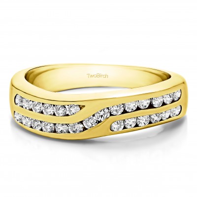 0.52 Carat Double Row Twisted Channel Set Wedding Band  in Yellow Gold