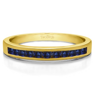 0.99 Carat Sapphire Eleven Stone Straight Channel Wedding Ring in Yellow Gold