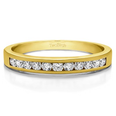 0.77 Carat Eleven Stone Straight Channel Wedding Ring in Yellow Gold