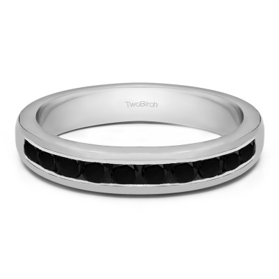 0.5 Carat Black Ten Stone Straight Channel Set Wedding Ring