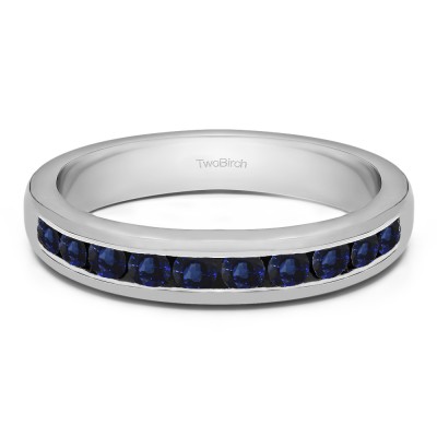 1 Carat Sapphire Ten Stone Straight Channel Set Wedding Ring