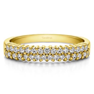 0.5 Carat Double Row Shared Prong Wedding Ring in Yellow Gold