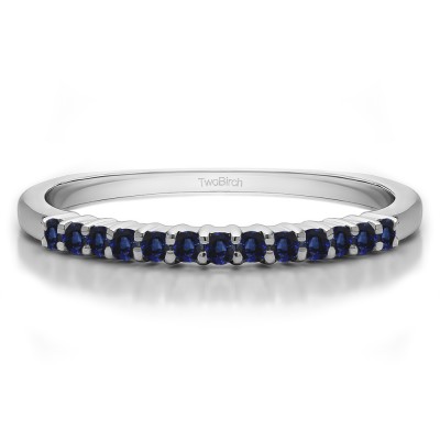 0.25 Carat Sapphire Double Shared Prong Thin Wedding Band