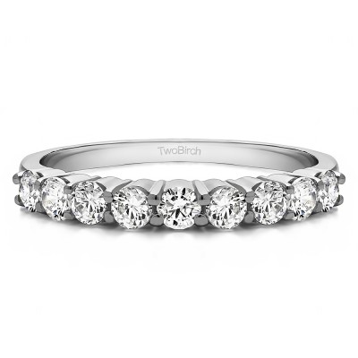 0.75 Carat Double Shared Prong Thin Wedding Band