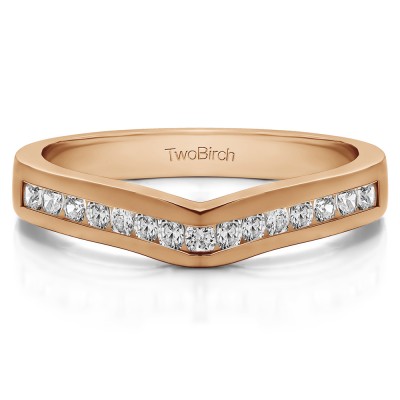 1 Ct. Round Fifteen Stone Channel Set Contour Wedding Ring in Rose Gold