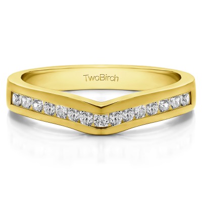 0.5 Ct. Round Fifteen Stone Channel Set Contour Wedding Ring in Yellow Gold