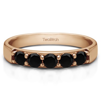 0.75 Carat Black Five Stone Pave Set Anniversary Band in Rose Gold