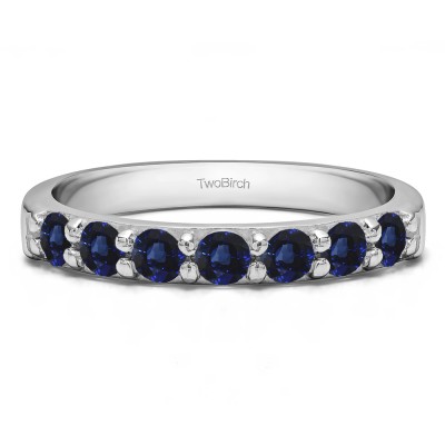0.49 Carat Sapphire Seven Stone Common Prong Wedding Ring