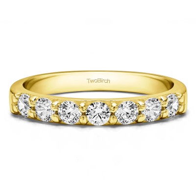0.75 Carat Seven Stone Common Prong Wedding Ring in Yellow Gold