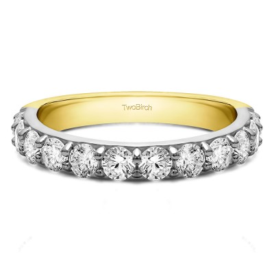 0.24 Carat Twelve Stone Round Pave Set Wedding Band  in Two Tone Gold