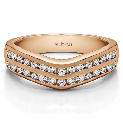 0.2 Ct. Double Row Channel Set Anniversary Wedding Ring in Rose Gold