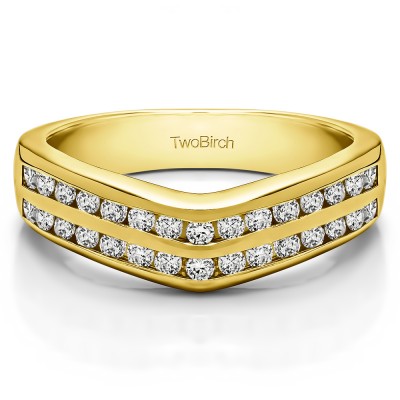 0.48 Ct. Double Row Channel Set Anniversary Wedding Ring in Yellow Gold