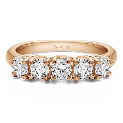 0.5 Carat Five Stone Trellis Set Wedding Ring in Rose Gold