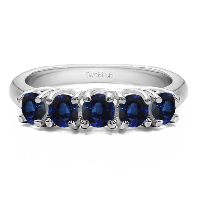 0.5 Carat Sapphire Five Stone Trellis Set Wedding Ring