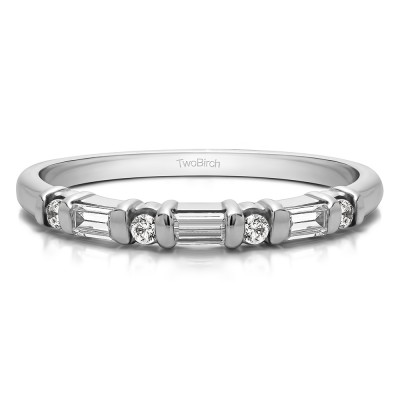 0.45 Carat Sapphire and Diamond Seven Stone Bar Set Wedding Ring